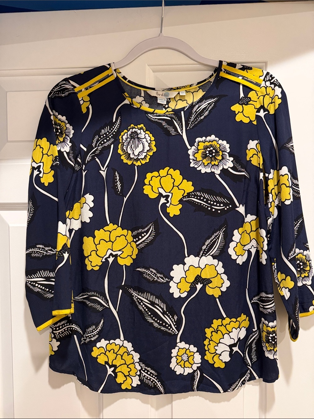 Boden Navy, Yellow & White Floral Blouse